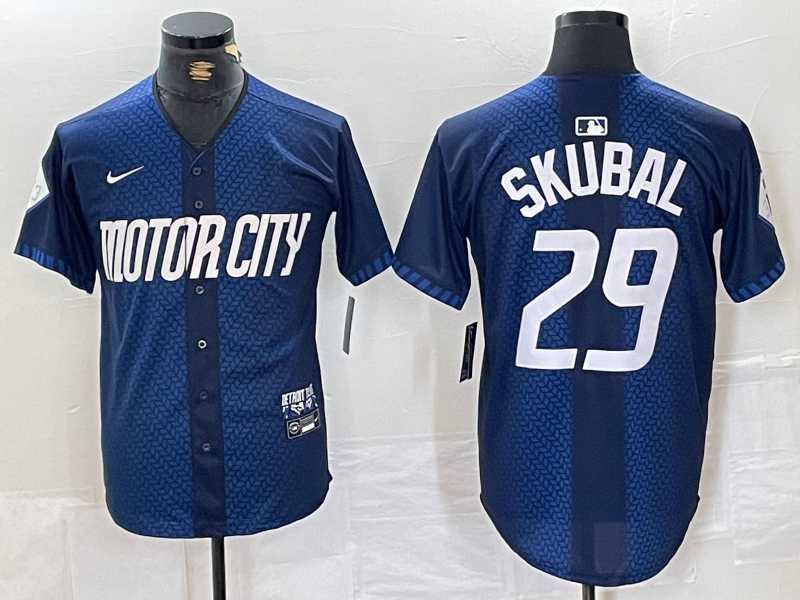 Mens Detroit Tigers #29 Tarik Skubal 2024 Navy City Connect Cool Base Limited Stitched Jersey->detroit tigers->MLB Jersey